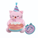 PEMBE THE PINK CAT pluszowa kotka 15 cm maskotka urodzinowa z tortem