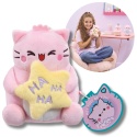 PEMBE THE PINK CAT pluszowa kotka 15 cm śmiejąca się maskotka z gwiazdką