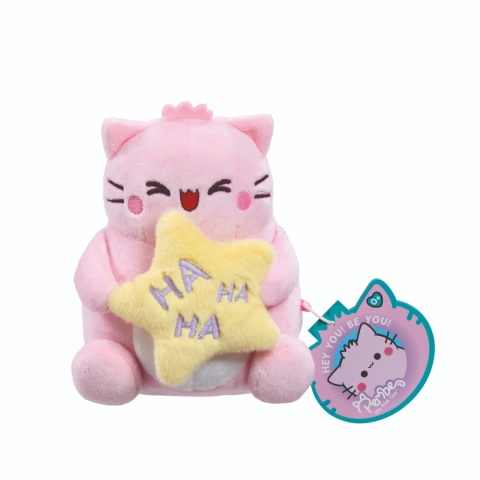 PEMBE THE PINK CAT pluszowa kotka 15 cm śmiejąca się maskotka z gwiazdką