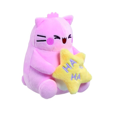 PEMBE THE PINK CAT pluszowa kotka 15 cm śmiejąca się maskotka z gwiazdką