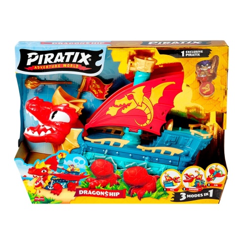 PIRATIX DRAGON SHIP smoczy statek 3w1 figurka Kapitan Big Red zestaw