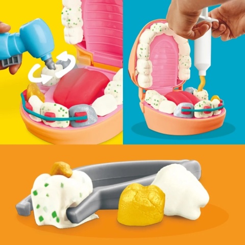 PLAY-DOH Dentysta CIASTOLINA zestaw stomatologiczny 6 tub akcesoria