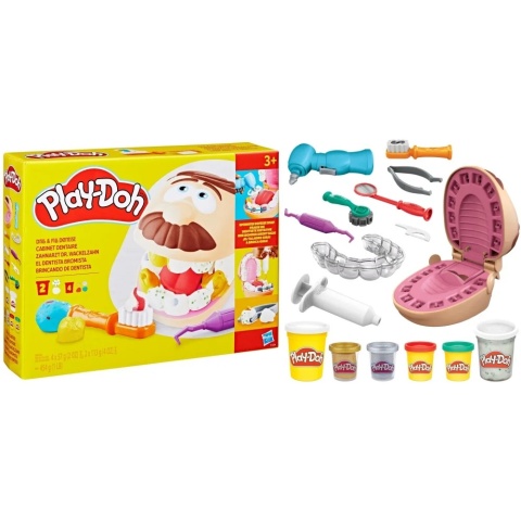 PLAY-DOH Dentysta CIASTOLINA zestaw stomatologiczny 6 tub akcesoria
