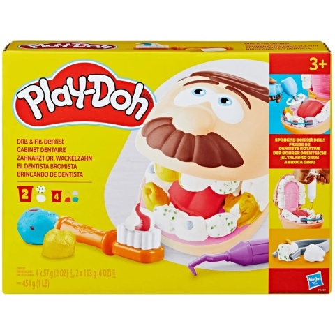 PLAY-DOH Dentysta CIASTOLINA zestaw stomatologiczny 6 tub akcesoria