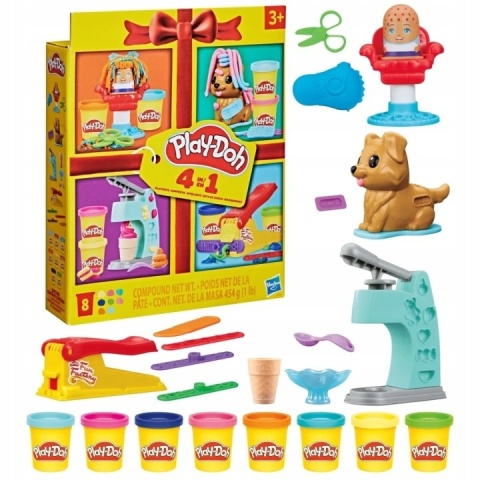 Play-Doh CIASTOLINA 4w1 cztery mini zestawy 8 tub akcesoria kreatywne