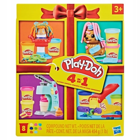 Play-Doh CIASTOLINA 4w1 cztery mini zestawy 8 tub akcesoria kreatywne