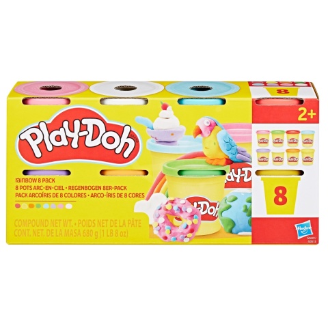 Play-Doh CIASTOLINA tęczowe kolory 8 tub zestaw uzupełniający 680 g