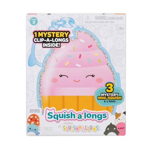 SQUISHMALLOWS Clip a longs Brelok 3 mini figurki Zestaw Figurka Niespodzianka