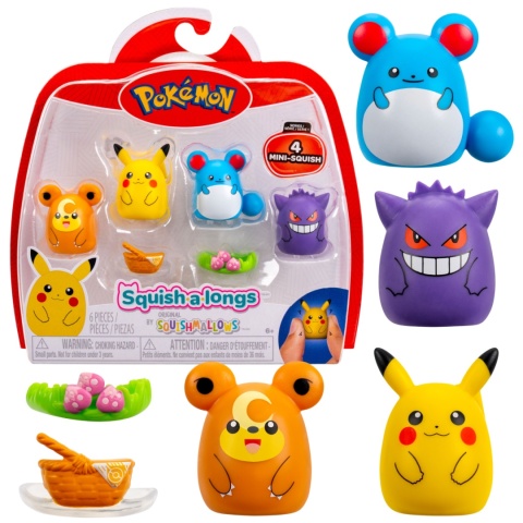 SQUISHMALLOWS POKEMON Zestaw Figurek Pikachu Gengar Teddiursa Marill Figurka