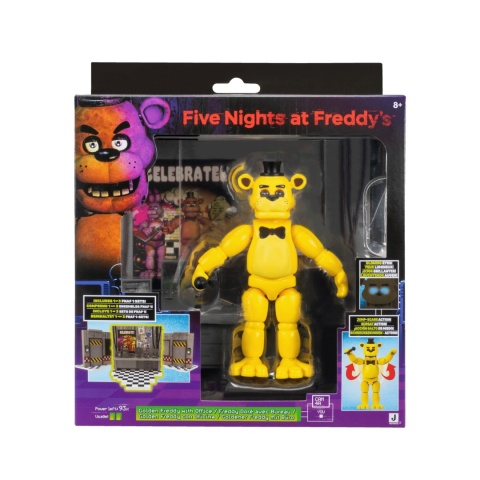 FNAF GOLDEN FREDDY figurka 13 cm z biurem Office Set ruchoma JUMPSCARE