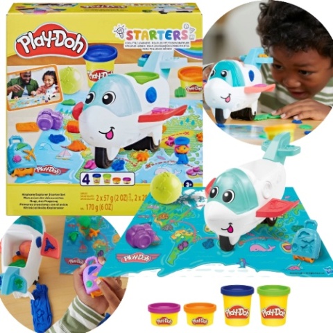 CIASTOLINA PLAY-DOH SAMOLOT ODKRYWCY zestaw kreatywny mapa świata 4 kolory