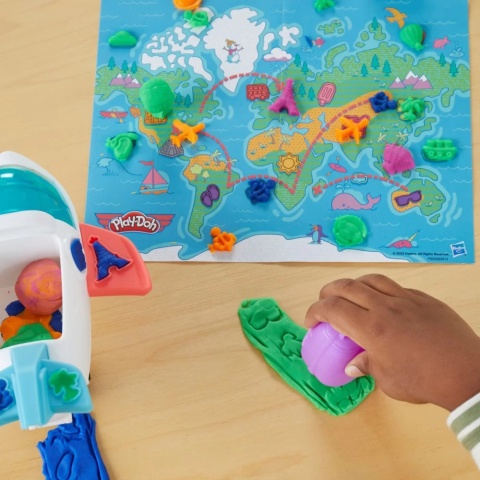 CIASTOLINA PLAY-DOH SAMOLOT ODKRYWCY zestaw kreatywny mapa świata 4 kolory