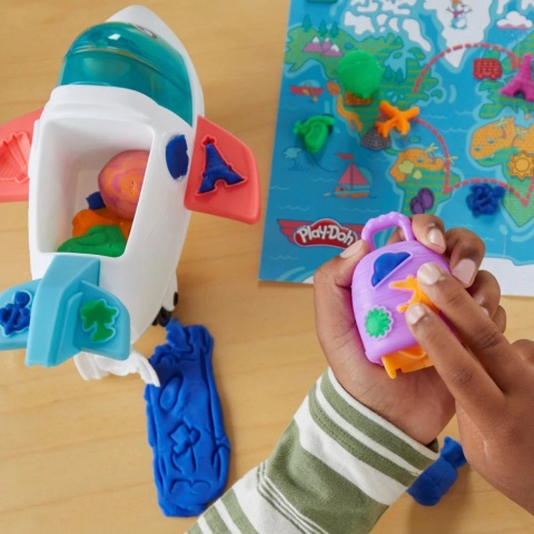 CIASTOLINA PLAY-DOH SAMOLOT ODKRYWCY zestaw kreatywny mapa świata 4 kolory