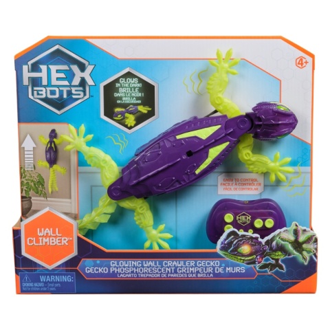 GEKON HEX BOTS Wall Crawler fioletowy robot RC LED świeci w ciemności