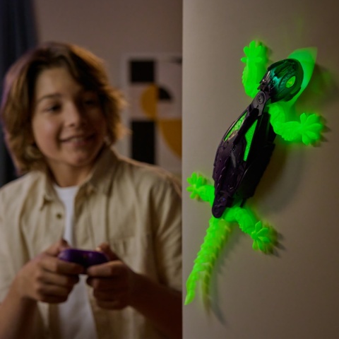 GEKON HEX BOTS Wall Crawler fioletowy robot RC LED świeci w ciemności