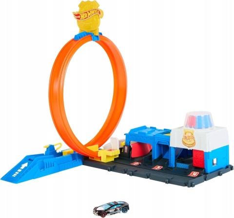 HOT WHEELS CITY POSTERUNEK POLICJI tor samochodowy pętla wyścigowa radiowóz