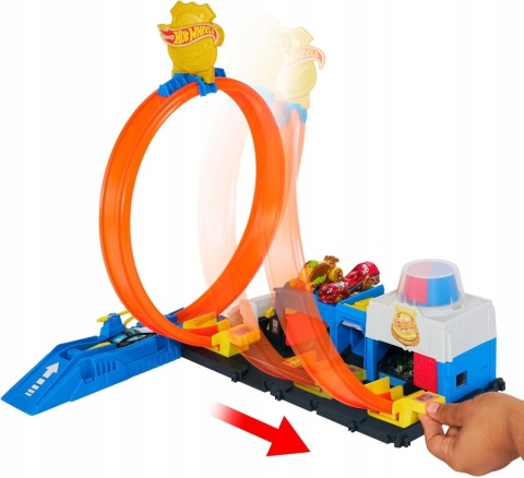 HOT WHEELS CITY POSTERUNEK POLICJI tor samochodowy pętla wyścigowa radiowóz