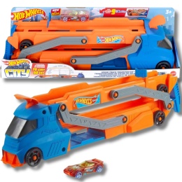 HOT WHEELS MIEJSKI TRANSPORTER autek 2w1 rozkładany tor wyrzutnia rampa