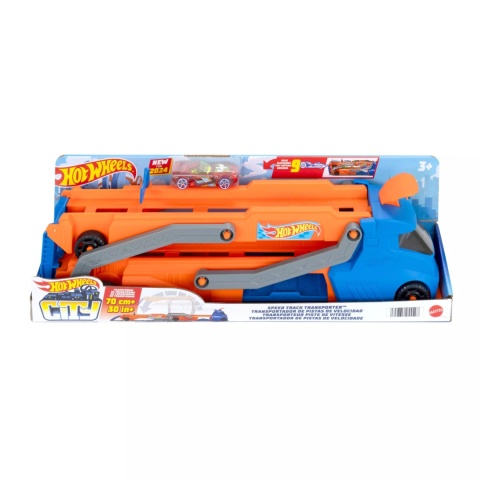HOT WHEELS MIEJSKI TRANSPORTER autek 2w1 rozkładany tor wyrzutnia rampa