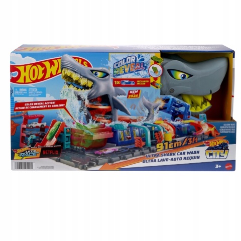 HOT WHEELS MYJNIA REKINA tor samochodowy zmiana koloru autka Color Reveal
