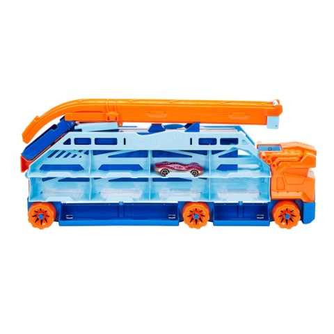 HOT WHEELS TRANSPORTER autek 2w1 rozkładany tor zjazdowy garaż na 20 aut