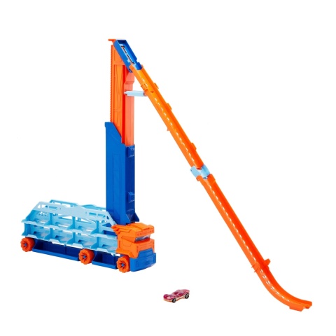 HOT WHEELS TRANSPORTER autek 2w1 rozkładany tor zjazdowy garaż na 20 aut