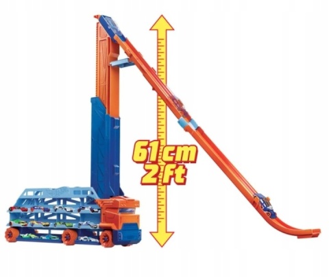 HOT WHEELS TRANSPORTER autek 2w1 rozkładany tor zjazdowy garaż na 20 aut