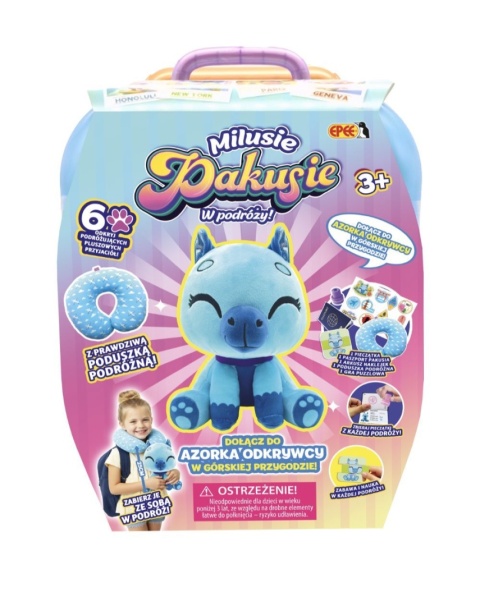 MILUSIE PAKUSIE W PODRÓŻY Azorek Odkrywca walizka pluszak poduszka puzzle