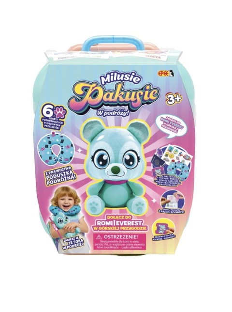 MILUSIE PAKUSIE W PODRÓŻY Romi Everest walizka pluszak poduszka puzzle