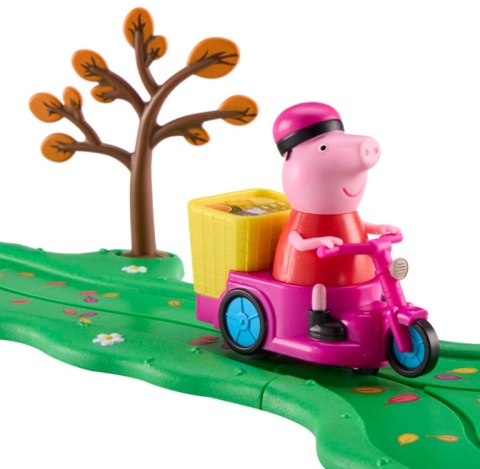 Zestaw ŚWINKA PEPPA rowerek z figurką i trasą zestaw akcesoria dla dzieci